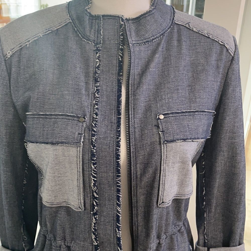 Tahari Light Denim Zip-Up Jacket - Picture 2 of 7